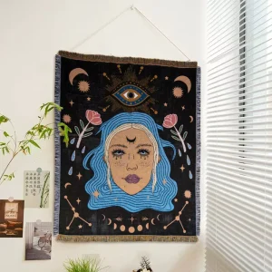 American Floral Pattern Tapestry Wall Decoration Woven Blanket Knitted Blanket for