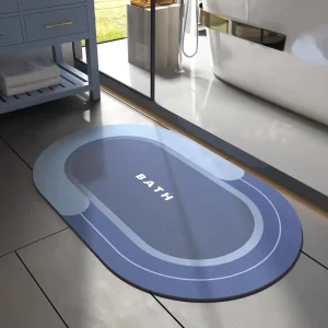 American Retro Eco-Friendly Plant Pattern Non-Slip Absorbent Machine Made Bathroom Shower Door Mat Dry/Wet Separation Home