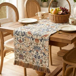 American Retro Woven Polyester Cotton Vintage Table Runner Customizable