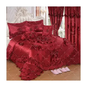 American Style 10 Pieces Wedding Comforter Set Luxury Bedding Set King Size Wedding Quilt Set with Matching Curtains