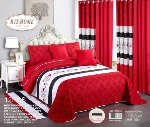 American Style 12 Piece King Size Printed Microfiber Bedspread Bedding Set with Matching Curtains Bed in a Bag