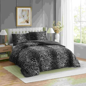 American Style 200TC Polyester 3 Piece Washable Plush Double Face Sherpa Comforter Set Fuzzy Winter Bedding