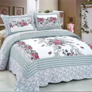 American Style 3PCS Modern Floral Home Bedroom 100% Cotton Bedspread Coverlet Quilt Set Bedding Set