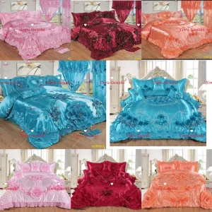 American Style 9 Pieces Comforter Sets Wedding King Size Luxury Bedding Set 10 Pieces Wedding Quilt Set with Matching Curtains