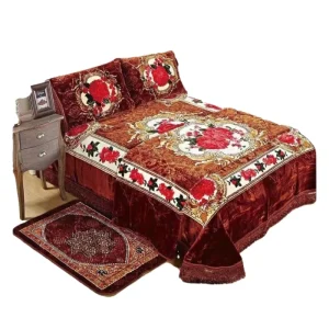 American Style Cashmere Eco friendly Linen Winter Anti static Breathable Thicken Raschel Embossed Flower 3D Printed Blanket