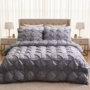 American Style Goose Down Pinch Pleated Comforter Set Waterproof Flower