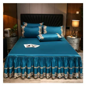 American Style High Density 60S Solid Cotton 3pcs Bed Skirt Set