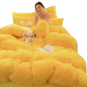 American Style Nature Removable Cover Eco friendly Faux Fur Fluffy Comforter Cover Bed Sets