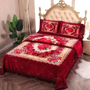 American Style Thicken Winter 3PCS Raschel Blanket Embossed Flower 3D Printed Bed Cover Set