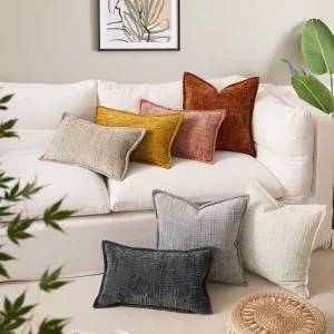 Amity Factory’s Modern Simple Chenille Square Throw Pillow Cover for Home Living Room Bed Decor for Hotels Polyester Solid