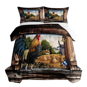 Animal Series Quilted Comforter Synthetic Fiber Digital Printed Thickened Plush 3 Piece Quilt Set