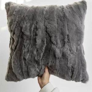 Animal Skin Throw Pillow Covers Soft Plush Real Rex Rabbit Fur Western Decor Luxury Style Pillowcase for Home Living Room