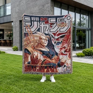 Anime Chunky Woven Throw Blanket 4.27×5.25ft Jacquard Tassel Edge Eco Friendly Decorative Tapestry for Sofa Wall Bedroom Gift