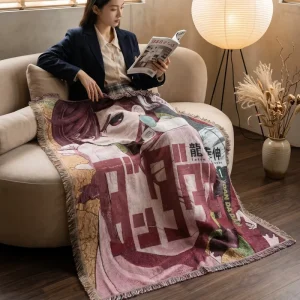 Anime Design Jacquard Woven Blanket 130x160cm Custom Couch Throw Furniture Decor Wall Tapestry Travel Picnic 1pc MOQ