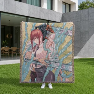 Anime Jacquard Woven Blanket 130x160cm Cotton Polyester Home Decor Throw Blanket Ready Stock for Sofa Bed