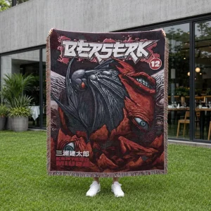 Anime Jacquard Woven Chunky Throw Blanket Custom Size Eco Friendly Four Seasons Use Tassel Edge Soft Decorative Home Textile