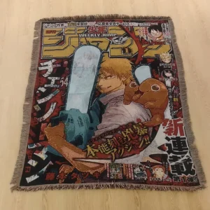 Anime Raschel Blanket Custom Japanese Woven Tapestry with Tassels From Factory for Wall Hanging or Hall Decor