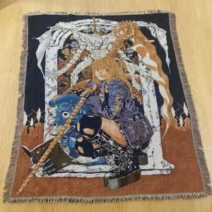 Anime Woven Tapestry Blanket Low MOQ Raschel Throw Blanket Custom Pattern Logo Manufactured Blanket