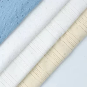 Anti-Bacteria Combed Knitting Pointelle Jacquard 100% Cotton Fabric for Baby Romper T-shirt Tank Top Clothing
