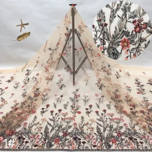 Anti Bacteria Embroidered Knitted 100% Polyester Mesh Fabric Medium Weight 170G for Girls Accessories Home Textile Plain Style