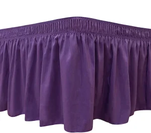 Anti-Dust Wrap Around Bed Skirt for Twin Beds Easy-Adjust Elastic Band Adjustable Pleated Bed Skirt for Women Men Children