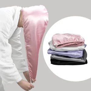 Anti Frizz 2 Pack Ladies Soft Double Layer Satin Silk Quick Drying Microfiber Satin Hair Drying Towel Wrap