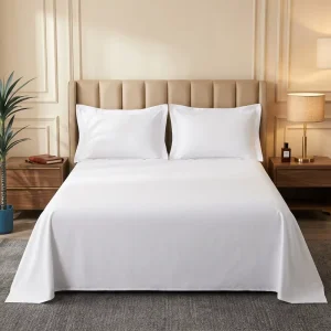 Anti Pilling 200TC 100% Cotton Hotel Bed Sheet Set Flat Fitted Sheets Deep Pocket Anti Bacteria Flame Retardant Stitching