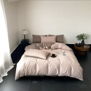 Anti Pilling Bedding Set Skin Thick Ultra Soft Peach Warm Bed Set for Humid Cold Winter 50S 100% Pure Cotton Brushed Bedding Set