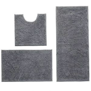 Anti Slip Bathroom Mat Set 3 Piece Bath Mats Water Absorbent Bathroom Rugs Set