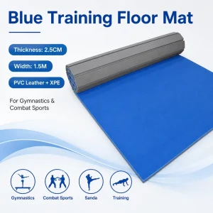 Anti-Slip Blue Training Floor Mat 2.5CM XPE Roll Out Mat for Gymnastics and Combat Sports Area