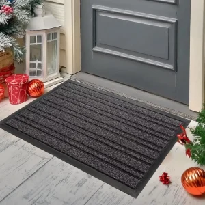 Anti Slip Doormat Indoor Outdoor Waterproof Polyester Entrance Carpet for Home Office Washable Cushioned for Entryway