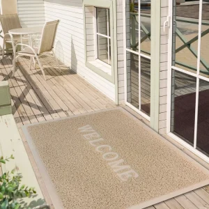 Anti Slip Durable Waterproof Thick 8-15mm Loop Pile Entrance Outdoor & Indoor PVC Coil Door Mat with Welcome Design