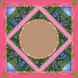 Anti Slip Personalized American Mahjong Mat Bamboo Pavilion Rules Odorless Rubber Mat for Chess Poker Board Game Table Use