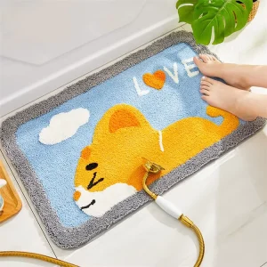 Anti Slip Polyester Tufted Bathroom Rug Soft Plush Funny Water Absorbent Thick Shaggy Cute Design Kids Bath Mat