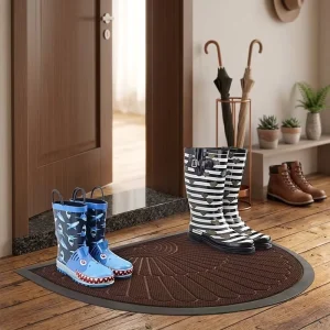 Anti-Slip Semicircle Entrance Mat Durable Commercial Dust-Removing Mud-Scraping Rubber Coil Custom Logo Easy Clean
