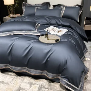 Anti Static Cool Silky OEKO Safe Eco Plant Fiber Washable 4 Piece Duvet Cover Bed Kit Tencel Lyocell Bedding