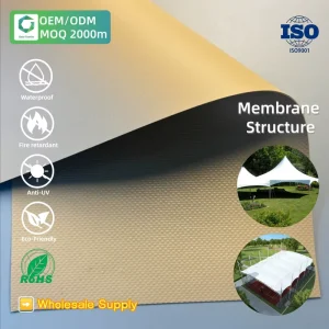 Anti UV Outdoor Sports Stadium Roof Membrane Structure 900 1500GSM PVC Coated Fabric Roll