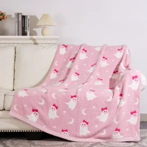 Anti Wrinkle Thin Soft Polyester Knit Blanket 40*60 Annual Contract Knitted Throw Blanket for Sofa Bed Car Camping Rest