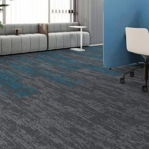 Anti fouling Vertical Linear Strip Square Carpet Tiles Grey Green Yellow Blue Sound Absorbing Fireproof Commercial Carpet