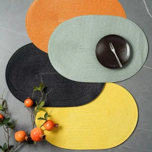 Anti heat Decorative Home and Hotel Place Mat Simple Solid Color Oval Dining Washable Table Mat for Kitchen Dining Room Office