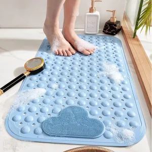Anti-slip Bath Mat Non Toxic Shower Mats Machine Washable Bathtub Mat with Suction Cups and Drainage Holes