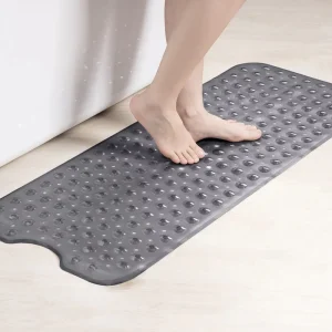Anti slip Bath Tub Shower Safety Mat with Suction Cups Machine Washable Bathroom Mats with Drain Holes Clear