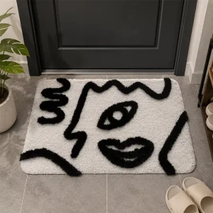 Anti slip Custom Abstract Design Bath Mat Water Absorbent Fast Dry Stone Drying Mat Silicone Foldable Bath Floor Mat