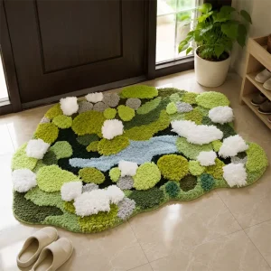 Anti slip Custom Flowers and Plants Design Luxury Bath Mat Water Absorbent Fast Dry Mat Silicone Foldable Floor Door Bath Mat