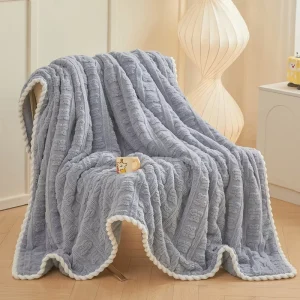 Anti static Embossed Milk Fleece Blanket Warm Thick Polyester Woven Flannel Fleece Blanket Throw Bed Cover for Home Use Office