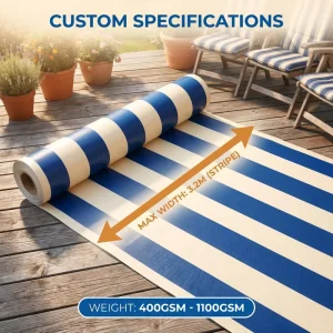 Anti static UV Proof Non Fading Blue White Stripe PVC Coated Awning Tarpaulin for Door Window Entryway Outdoor Awnings