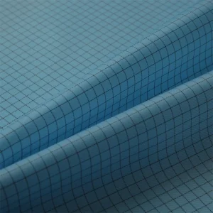 Anti static and Dust proof Functional Polyester Textile Fabrics for Clothing with 75D Two thirds Twill Black Silk Check
