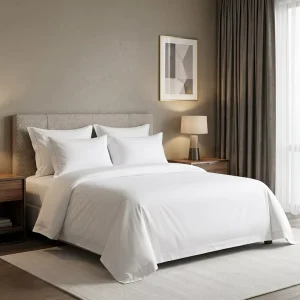 Antibacterial Customizable Hotel Bed Sheets 4Pcs 100% Cotton Stitched Flat & Fitted Bedding for Healthcare Hospitality OEM