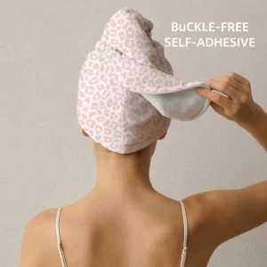 Ants Fabric Double Layer Hair Turban Quick Dry Antibacterial Skin Friendly Self Adhesive No Fastener Hair Drying Cap