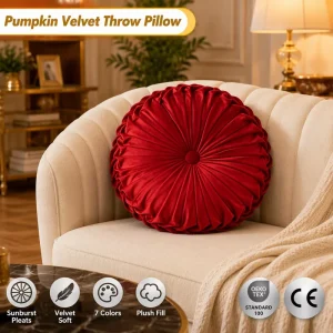 Aodu Pumpkin Velvet Throw Pillow Wheel Pleated Decorative Cushion Scalloped Sofa Bed Living Room Factory